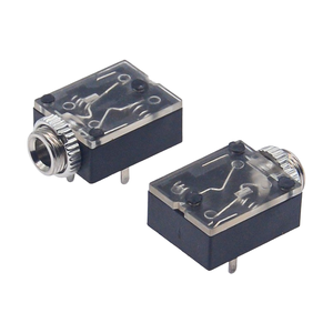 PJ-324M แจ็คเสียงสเตอริโอขนาด 3.5 มม., ขาเสียบ 3 พินแบบแนวนอนพร้อมเปลือกทองเหลืองและน็อตเกลียว, ฝาครอบโปร่งใส - Product Image 4