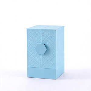 Boîtes en papier de luxe personnalisées bleues mates pour parfum, avec double ouverture et insert en EVA, pour cadeaux féminins, 50ml et 30ml - Product Image 2