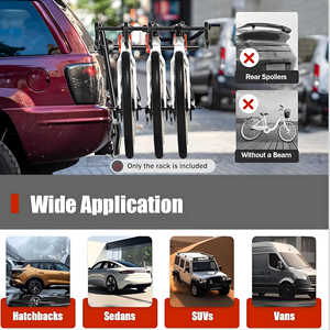 Support universel pour vélos à fixer sur le coffre de voiture, <span class=keywords><strong>porte</strong></span>-vélos pour voiture avec cadre en acier antirouille, rembourrage doux et sangles de sécurité - Product Image 3