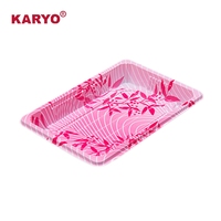 KARYO 1103 Contenant d'emballage pour sushis à emporter, motif personnalisé rose, boîtes à sashimi en plastique, barquettes jetables avec couvercle