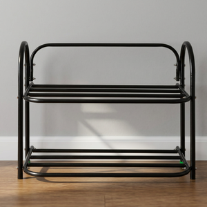 Étagère à chaussures double niveau en métal, type sur pied, rangement moderne et durable pour chaussures de salon - Product Image 6