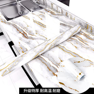 Autocollant en marbre doré brillant argenté, auto-adhésif, amovible, papier peint 3D pour cuisine, résistant à l'huile, rouleaux de vinyle, à peler et à <span class=keywords><strong>coller</strong></span> pour la maison - Product Image 6