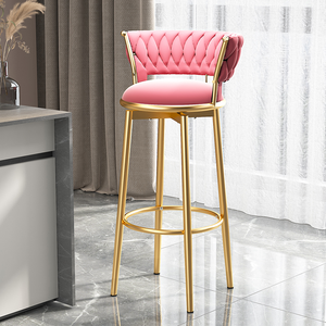 Luxury Kitchen Counter <b>Stool</b> Modern High Bar Chair With Gold Metal Velvet Leather-Adjustable <b>Plastic</b> Furniture Table - Product Image 6