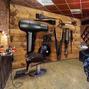 Papel Tapiz para Barbería, Decoración de Madera, Mural, Herramientas de Peluquería - Product Image 1