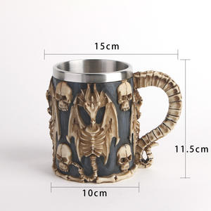 Bestverkopende Drakenbeenderen Decoratieve Kruikmokken Stereo Schedel 450Ml Hars Steen Skelet Schedel Bier Beker Met Ruggengraat Handvat - Product Image 2