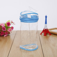 Sac d'emballage EVA transparent imprimé en couleur, sac fourre-tout promotionnel en PVC, fond carré, sac d'emballage à fermeture éclair, trousse à crayons scolaire