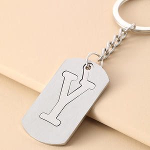 Initiale personnalisée A - Z lettre Options porte-clés en acier inoxydable Alphabet porte-clés personnalisé monogramme cadeau pour hommes femmes - Product Image 6