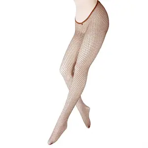 Hot Sale High Quality Nude Skin Thin Black Footless Fishnet Tights Woman V Cut Glossy Tights Pantyhose