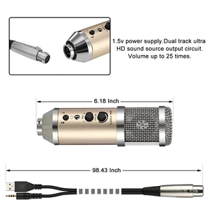 Nouveau Design filaire Microphone à condensateur <span class=keywords><strong>pour</strong></span> Studio d'enregistrement Portable <span class=keywords><strong>Podcast</strong></span> équipement <span class=keywords><strong>pour</strong></span> Mobile Android iOS système téléphone métal - Product Image 5