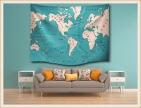 De moda agradable barato digital print mundo mapa tapiz colorido