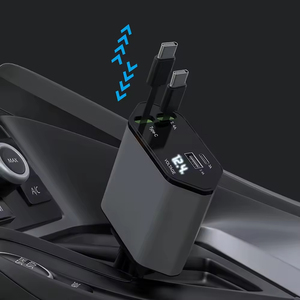 Chargeur de voiture rétractable USB-C LED 4-en-1 120W, adaptateur de charge rapide Type C pour iPhone et Android (vente en gros) - Product Image 3