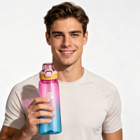 Bouteille en plastique Tritan+PP sans BPA de qualité alimentaire, étanche, avec options de parfum, prête pour le camping, isolation thermique et couvercle à ouverture rapide