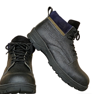 Chaussures de sécurité noires pour hommes à bout carré, légères, couleur unie, en cuir véritable d'Ouganda, à enfiler, résistantes, prêtes à l'emploi, en stock - Product Image 5