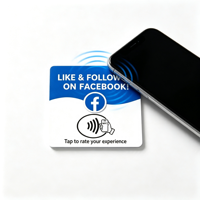 Carte NFC en acrylique pour avis Facebook, carte NFC NTAG213 120x120mm, passive, réinscriptible, pour avis sur le magasin du commerçant