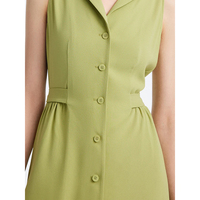 Robe d'été décontractée élégante à col rabattu pour femmes Robe de bureau mince sans manches à col en V