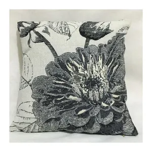 PLUS dekorasi pedesaan bunga abu-abu kotak Jacquard sarung bantal penutup bantal untuk Sofa rumah dekoratif