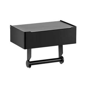 Portarotolo di carta igienica nera in acciaio inossidabile con rotolo di tessuto metallico con ripiano e coperchio della scatola di <span class=keywords><strong>salviette</strong></span> umidificate e conservazione del cassetto - Product Image 1