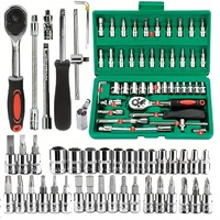 Juego de Llaves de Trinquete de 46 Piezas de Alta Calidad OEM, Juego de Herramientas de Reparación de Automóviles con Llave de Torque de 1/4 de Pulgada