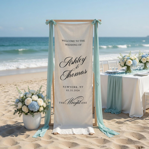 Cartello di Benvenuto Personalizzato in Tessuto per Matrimonio Moderno, Insegna Decorativa in Lino per Cerimonie, Compleanni e Matrimoni Boho - Product Image 6