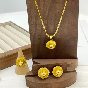 Collana e Orecchini Etiopi: Set di Gioielli Africani Placcati Oro da Festa, Accessori Eritrei per Ragazza - Product Image 1