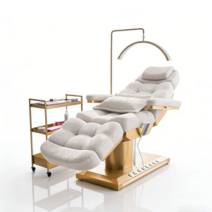 Cama de Belleza Eléctrica Moderna con Base de Acero Inoxidable Dorado, Control de Pie, 4 Motores, Cama de Masaje, Cama Facial - Product Image 6