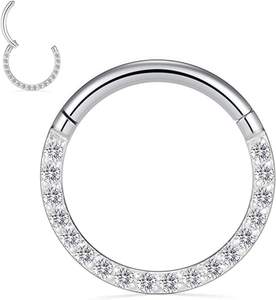 Anelli per naso Piercing all'ingrosso tecnologia in pietra intarsiata anelli per naso in metallo di lusso Unisex - Product Image 3