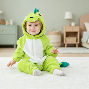 Combinaison en polaire verte pour tout-petit, motif dinosaure, pour Halloween, carnaval, spectacle, jeu de rôle, déguisement animal, pyjama - Product Image 1