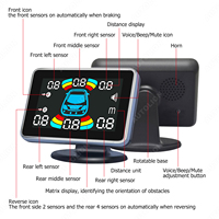 Capteur de stationnement avec guidage vocal Système d'aide au stationnement de voiture Radar de recul arrière automatique Kit de LED à ultrasons 4 capteurs