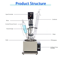 Prix discount Laboratoire 5L monocouche chauffage chimique chemisé bain d'huile réacteur en verre avec verre borosilicate GG-17