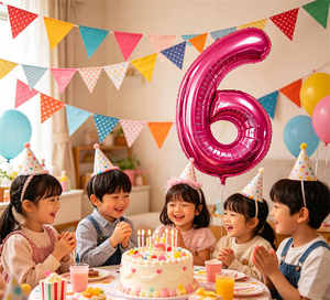 Party Love Balloon Numero Fuchsia N6 100cm 12 pcs Bag for long-lasting shine and visual appeal - Product Image 5