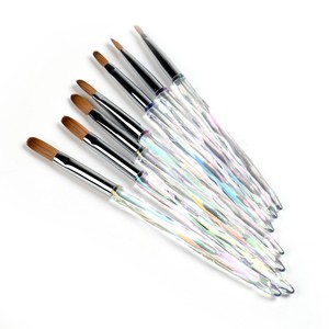Pinceau à ongles en acrylique Kolinsky Sable 20%-100% de luxe, forme plate, tailles 2-14 pour la décoration des ongles - Product Image 5