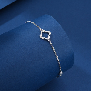 <span class=keywords><strong>Tobillera</strong></span> delicada de Plata de Ley 925 con cadena de cable delgada de circonita cúbica circular - Product Image 4