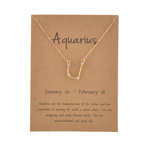 Collar con signo del Zodíaco y <span class=keywords><strong>astrología</strong></span> chapado en oro y marrón, G108, <span class=keywords><strong>2022</strong></span> - Product Image 1
