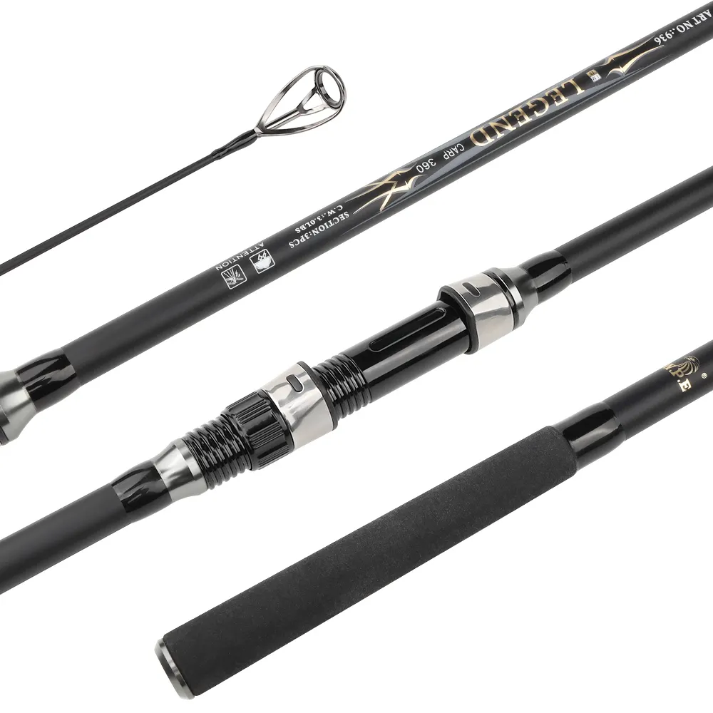 W.P.E Black 3 Sections 1pc High Carbon C.W 3.0/3.5 3.6m 3.9m Outdoor Carp Spinner Fishing Rods