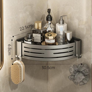 Vendita calda Multi alluminio parete adesiva staffa Rack stoccaggio doccia Caddy <span class=keywords><strong>bagno</strong></span> <span class=keywords><strong>mensola</strong></span> angolare - Product Image 2