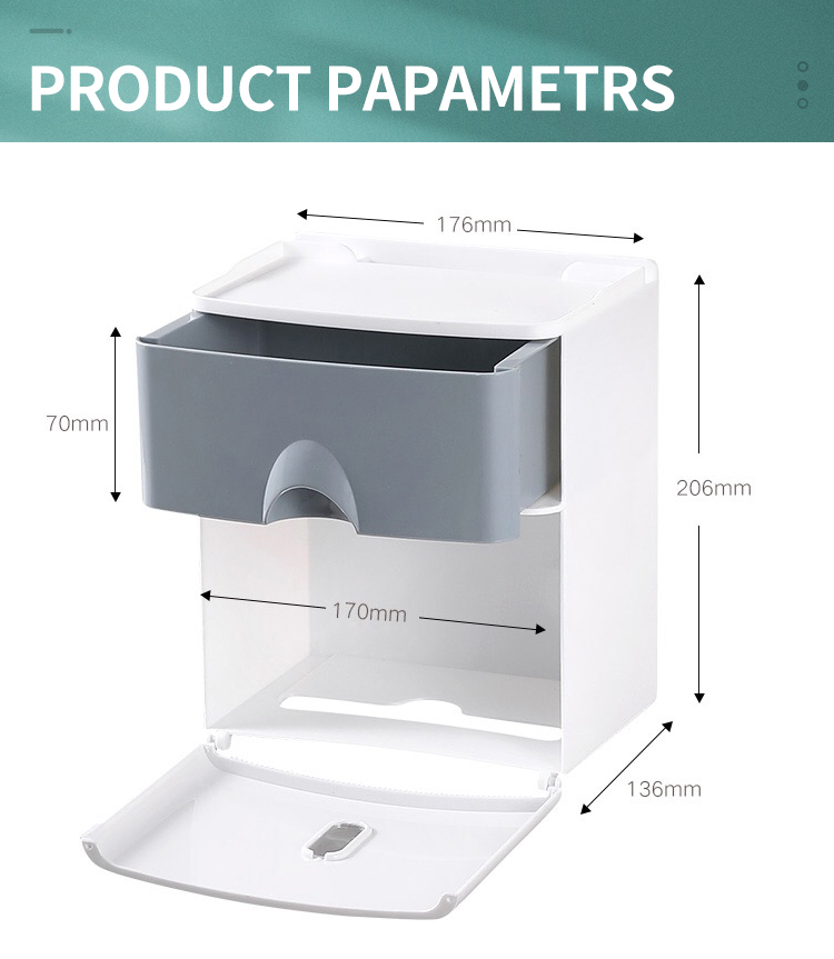 Double Layer Waterproof Toilet Paper Roll Holder Bathroom Storage Tissue Box