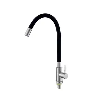 304 Stainless Steel Kitchen Sink Faucet Black Hose Single Cold Water Kitchen Faucet