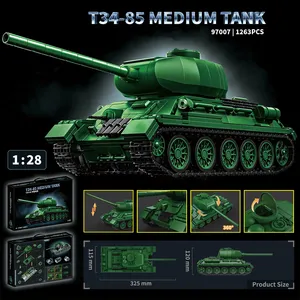 12GO 97007 2025 Nuovo Modello di Carro Armato T34/85 della Seconda Guerra Mondiale, Artiglieria Semovente MOC, Regalo per Bambini, Set di Blocchi da Costruzione da 1263 Pezzi - Product Image 6