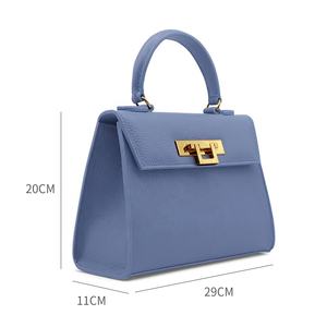 <span class=keywords><strong>Bolso</strong></span> de mano de lujo con logotipo personalizado para mujer, bolsas de mano con cierre de cuero Pu vegana OEM ODM - Product Image 2