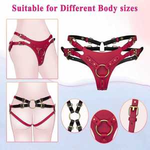 Ensemble de restraints pour femmes, forme triangulaire, rouge, avec anneaux métalliques, accessoire intime confortable pour adultes - Product Image 4