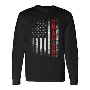T-shirt à manches longues avec drapeau américain pour seniors 2026, classe de diplômés 2026 - Product Image 1