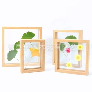 Wooden Transparent Photo <b>Frame</b> Double-Sided <b>Square</b> Solid Wood Handmade Tabletop Display For Home Decor - Product Image 3