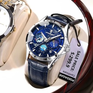 Drioshipping Reloj de moda de lujo para hombre Reloj de pulsera de cuarzo multifunción resistente al agua listo para deportes Características luminosas Aleación genuina - Product Image 1