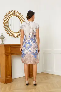 فساتين أنيقة لأم العروس بتفصيل حسب الطلب، فساتين سهرة وحفلات زفاف رسمية بمقاسات كبيرة، مصنوعة من البوليستر 100% بقصة A-Line وطبعة زهور - Product Image 3