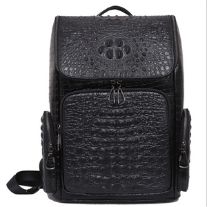 Luxury leather men's <b>backpack</b>, men's top layer cowhide crocodile pattern <b>backpack</b>, <b>large</b> capacity travel Bag Business briefcase - Product Image 2