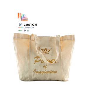 Sac fourre-tout en toile de coton blanc 12 oz personnalisé avec logo brodé et lettres DIY, idéal pour les courses et l'éco-responsabilité - Product Image 1