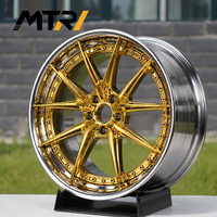 جنوط MTRI ذهبية كروم مقسمة بخمسة أذرع عميقة مقاس 18 بوصة، عجلات 5x114.3 و 5x120، قطعتين مصنوعة حسب الطلب