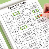 Cahier d'exercices pour apprendre l'heure à la maternelle, livre d'apprentissage du reconnaissance des horloges pour enfants, cahier d'activités de cognition du temps pour tout-petits