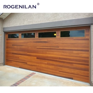 Puerta <span class=keywords><strong>de</strong></span> Garaje Seccional Eléctrica <span class=keywords><strong>de</strong></span> Estilo Clásico con Aislamiento, Ventanas <span class=keywords><strong>de</strong></span> Vidrio Negro y Fabricada en Aluminio, Madera o Acero Galvanizado - Product Image 2