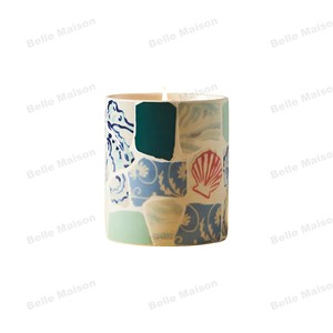 Vente en gros de pots à bougies en céramique personnalisés, motif mosaïque floral, décoration d'intérieur, petit MOQ, ODM - Product Image 5